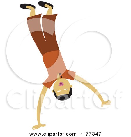 Royalty-Free (RF) Clipart Illustration of a Happy Boy Doing A Cartwheel by Prawny