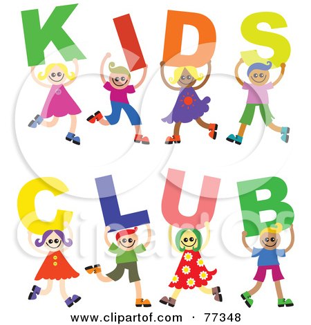 Royalty-Free (RF) Clipart Illustration of a Group Of Diverse Children Spelling Kids Club by Prawny