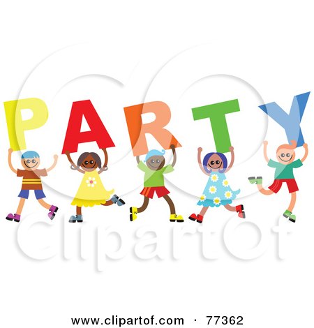 Royalty-Free (RF) Clipart Illustration of a Group Of Diverse Children Spelling Party by Prawny