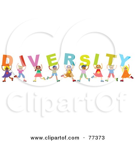 Royalty-Free (RF) Clipart Illustration of a Group Of Happy Children Holding Letters Spelling Diversity by Prawny