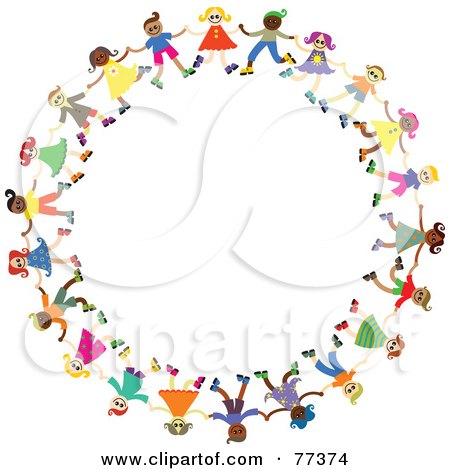 Royalty-Free (RF) Clipart Illustration of a Diverse Circle Of Happy Children Holding Hands by Prawny