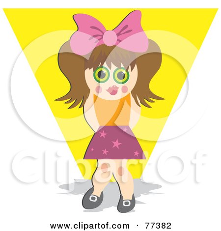 Royalty-Free (RF) Clipart Illustration of a Shy Brunette Girl In The Spot Light by Prawny