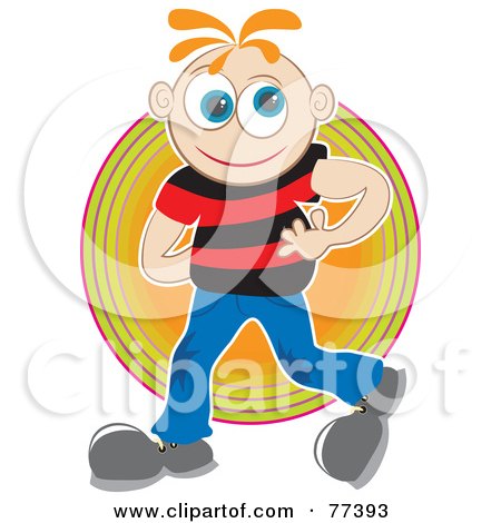 Royalty-Free (RF) Clipart Illustration of a Little Boy Walking With One Hand Behind His Back by Prawny