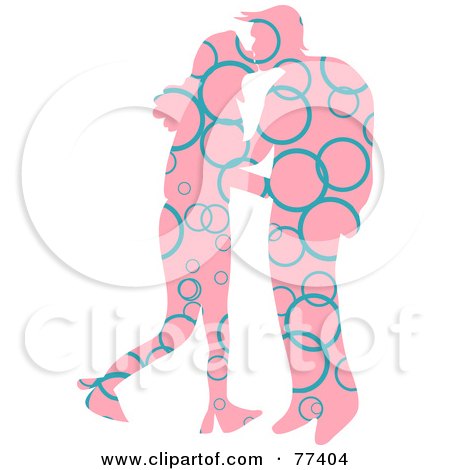 Royalty-Free (RF) Clipart Illustration of a Silhouetted Patterned Couple Kissing - Bubbles by Prawny