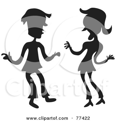 Royalty-Free (RF) Clipart Illustration of a Silhouetted Dancing Couple Holding Their Arms Out by Prawny