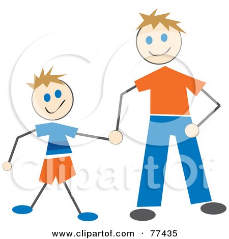 Royalty-Free (RF) Clipart Illustration of a Stick Father And Son Holding Hands by Prawny
