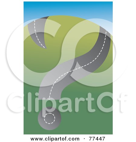 Royalty-Free (RF) Clipart Illustration of a Question Mark Road On The Side Of A Hill by Prawny