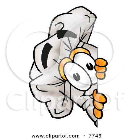 Clipart Picture of a Chefs Hat Mascot Cartoon Character Peeking Around a Corner by Mascot Junction