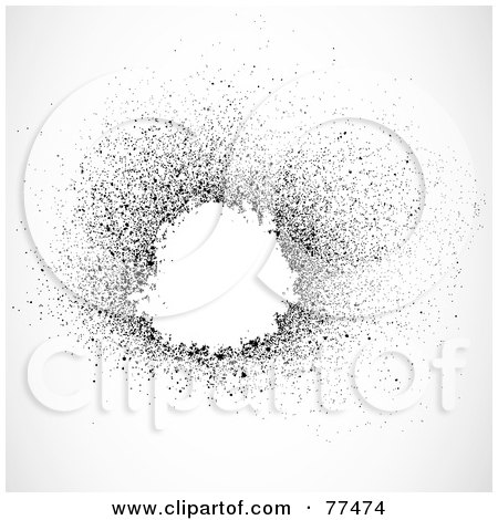 Royalty-Free (RF) Clipart Illustration of a Black And White Distressed Circle Splatter Overlay by BestVector