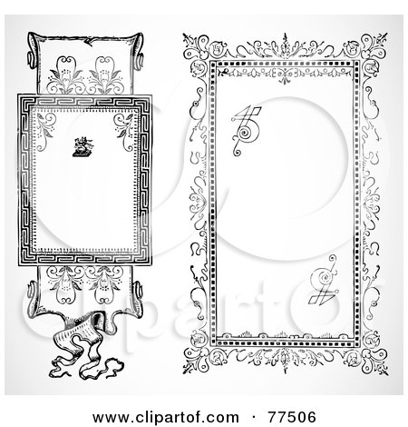 Royalty-Free (RF) Clipart Illustration of a Digital Collage Of Frame Design Elements, Black And White - Version 13 by BestVector