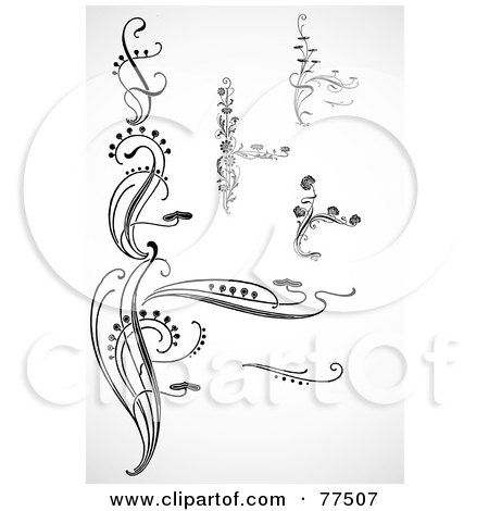 Royalty-Free (RF) Clipart Illustration of a Digital Collage Of Swirly Plant Elements by BestVector
