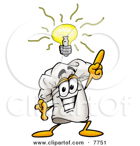 Clipart Picture of a Chefs Hat Mascot Cartoon Character With a Bright Idea by Mascot Junction