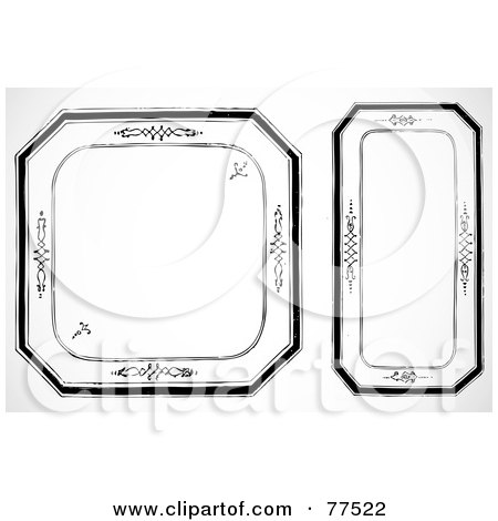 Royalty-Free (RF) Clipart Illustration of a Digital Collage Of Black And White Platter Styled Borders by BestVector