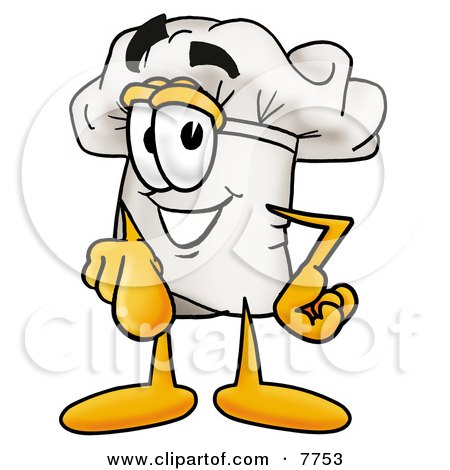 Clipart Picture of a Chefs Hat Mascot Cartoon Character Pointing at the Viewer by Mascot Junction