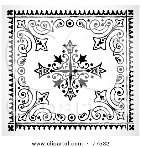 Royalty-Free (RF) Clipart Illustration of a Digital Collage Of Black And White Floral Design Tile Element by BestVector