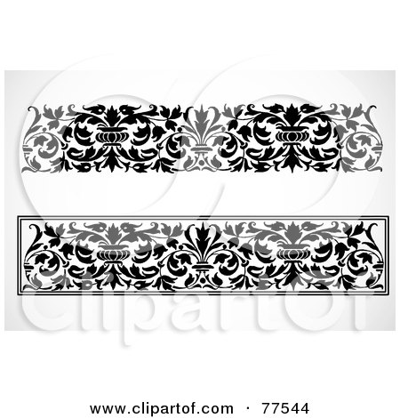 Royalty-Free (RF) Clipart Illustration of a Digital Collage Of Black And White Vase And Vine Borders by BestVector