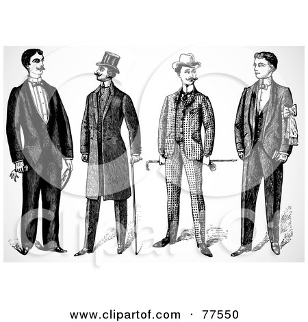 Royalty-Free (RF) Clipart Illustration of a Digital Collage Of Historical Wealthy Men Standing With Canes by BestVector