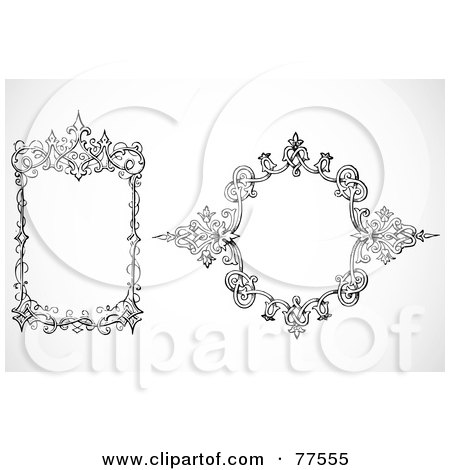 Royalty-Free (RF) Clipart Illustration of a Digital Collage Of Frame Design Elements, Black And White - Version 4 by BestVector