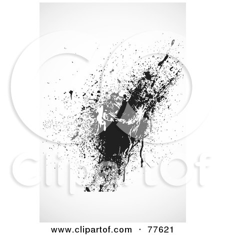 Royalty-Free (RF) Clipart Illustration of a Black And White Grungy Blood Splatter by BestVector