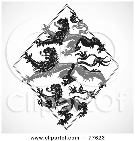 Royalty-Free (RF) Clipart Illustration of a Digital Collage Of Gothic Lions In A Diamond by BestVector