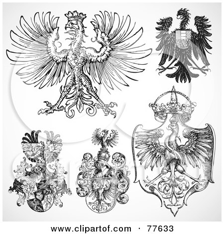 Royalty-Free (RF) Clipart Illustration of a Digital Collage Of Heraldic Eagle Design Elements by BestVector