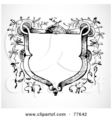 Royalty-Free (RF) Clipart Illustration of a Black And White Fine Over A Crest by BestVector