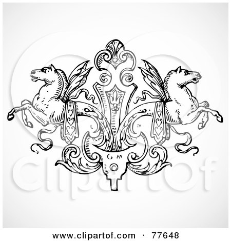 Royalty-Free (RF) Clipart Illustration of a Black And White Winged Horse Design Element by BestVector