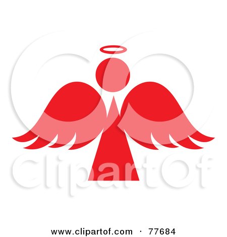Royalty-Free (RF) Clipart Illustration of a Red Angel Silhouette With A Halo by Pams Clipart