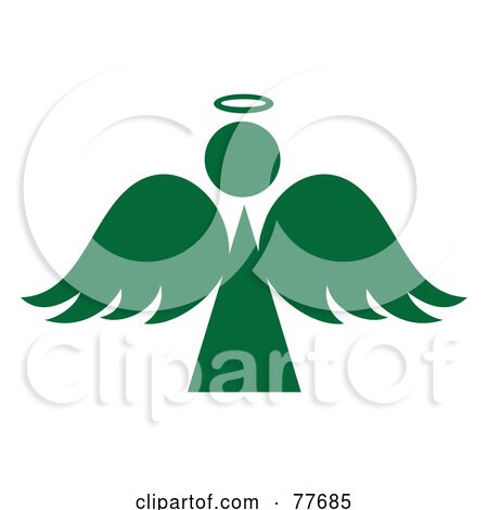 Royalty-Free (RF) Clipart Illustration of a Green Angel Silhouette With A Halo by Pams Clipart