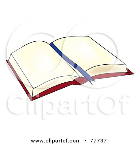 Royalty-Free (RF) Clipart Illustration of a Blue Ribbon In The Center Of An Open Book by Pams Clipart