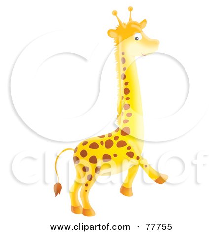 Royalty-Free (RF) Clipart Illustration of a Cute Bright Yellow Giraffe Walking by Alex Bannykh