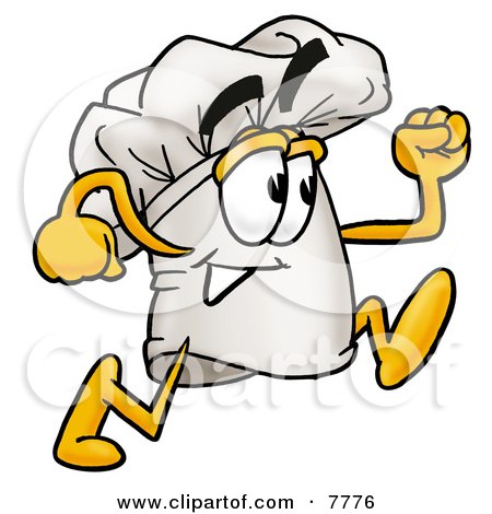 Clipart Picture of a Chefs Hat Mascot Cartoon Character Running by Mascot Junction