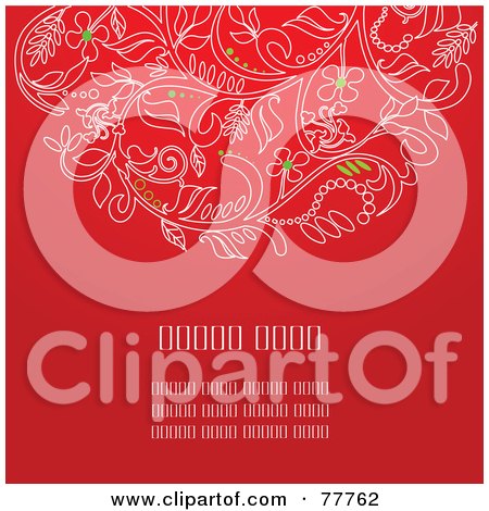 Royalty-Free (RF) Clipart Illustration of a Red Floral Christmas Background With Sample Text by Pushkin
