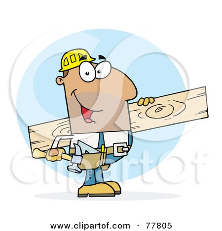 Royalty-Free (RF) Clipart Illustration of a Hispanic Worker Man A Wood Plank by Hit Toon