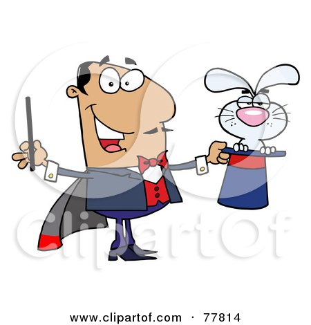 Royalty-Free (RF) Clipart Illustration of a Grumpy Bunny In A Hispanic Magician's Hat by Hit Toon