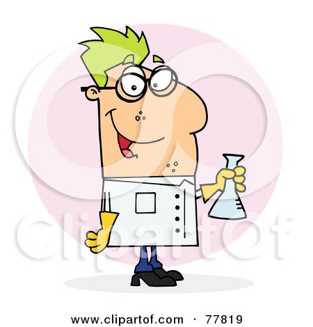 Royalty-Free (RF) Clipart Illustration of a Caucasian Scientist Man Carrying A Flask by Hit Toon