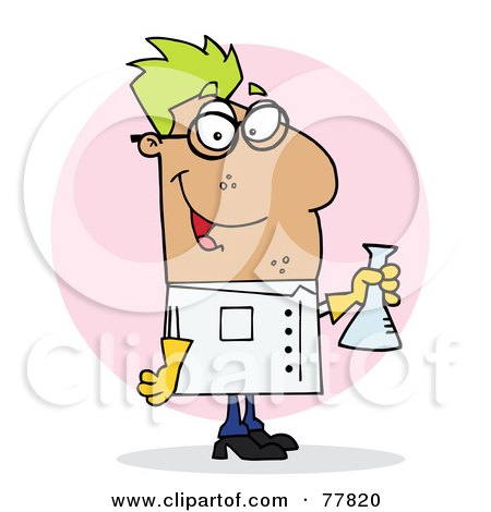Royalty-Free (RF) Clipart Illustration of a Hispanic Scientist Man Carrying A Flask by Hit Toon