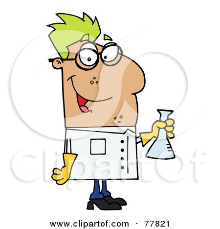 Royalty-Free (RF) Clipart Illustration of a Male Hispanic Scientist Carrying A Flask by Hit Toon