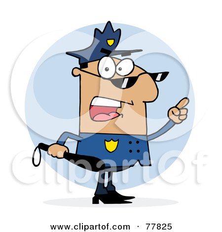 Royalty-Free (RF) Clipart Illustration of a Hispanic Police Officer Man Holding A Club And Yelling by Hit Toon