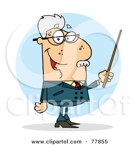 Royalty-Free (RF) Clipart Illustration of a Senior Caucasian Professor Man Holding A Pointer by Hit Toon