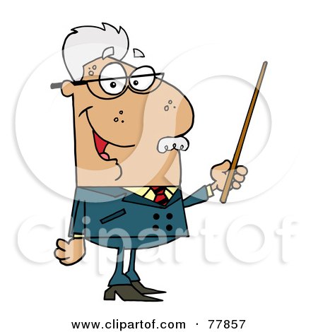 Royalty-Free (RF) Clipart Illustration of a Male Senior Hispanic Professor Holding A Pointer by Hit Toon