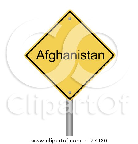 Royalty-Free (RF) Clipart Illustration of a Yellow Afghanistan Warning Sign by oboy
