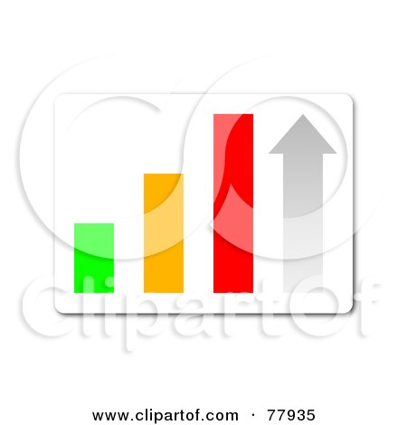 Royalty-Free (RF) Clipart Illustration of a Colorful Bar Graph Statistics Button by oboy