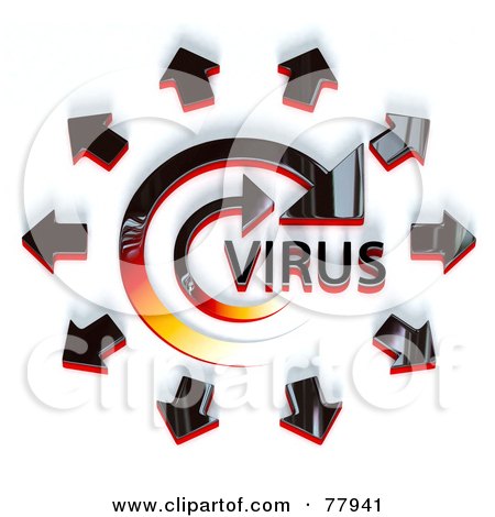 Royalty-Free (RF) Clipart Illustration of 3d Arrows Spreading From A Spiraling Virus by Tonis Pan