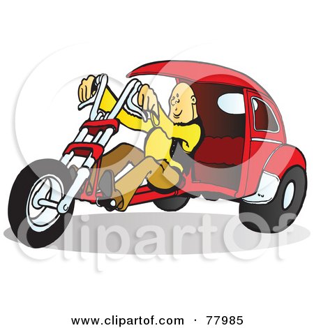 Royalty-Free (RF) Clipart Illustration of a Biker Man Driving A Trike With A Hood by Snowy