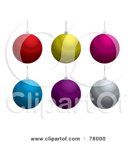 Royalty-Free (RF) Clipart Illustration of a Digital Collage Of Shiny Hanging Christmas Balls On White by michaeltravers