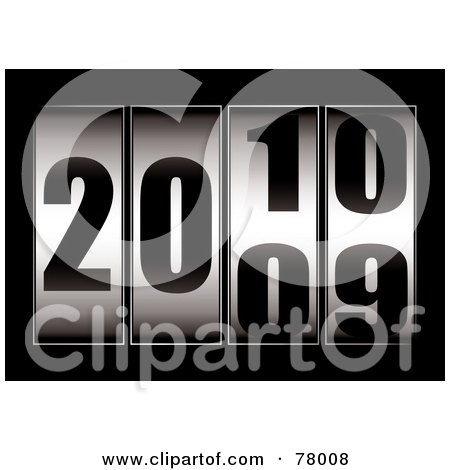 Royalty-Free (RF) Clipart Illustration of a Ticker With The Date Changing From 2009 To 2010 On Black by michaeltravers