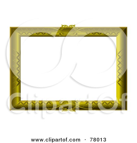 Royalty-Free (RF) Clipart Illustration of a White Text Box Framed With An Engraved Golden Frame by michaeltravers