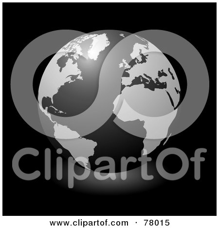 Royalty-Free (RF) Clipart Illustration of a 3d Black And White Glowing World Globe On Black by michaeltravers