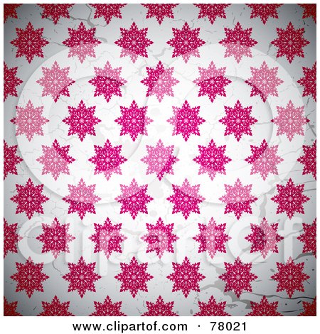 Royalty-Free (RF) Clipart Illustration of a Background Pattern Of Pink Starry Snowflakes On White by michaeltravers